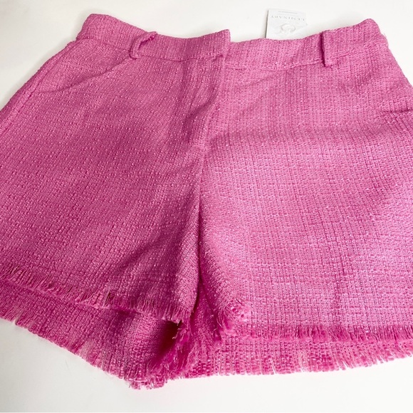 NEW Nordstrom Luminary Size L Womens Chino Shorts Twill Pink Fuschia Frayed Hem - Picture 2 of 11